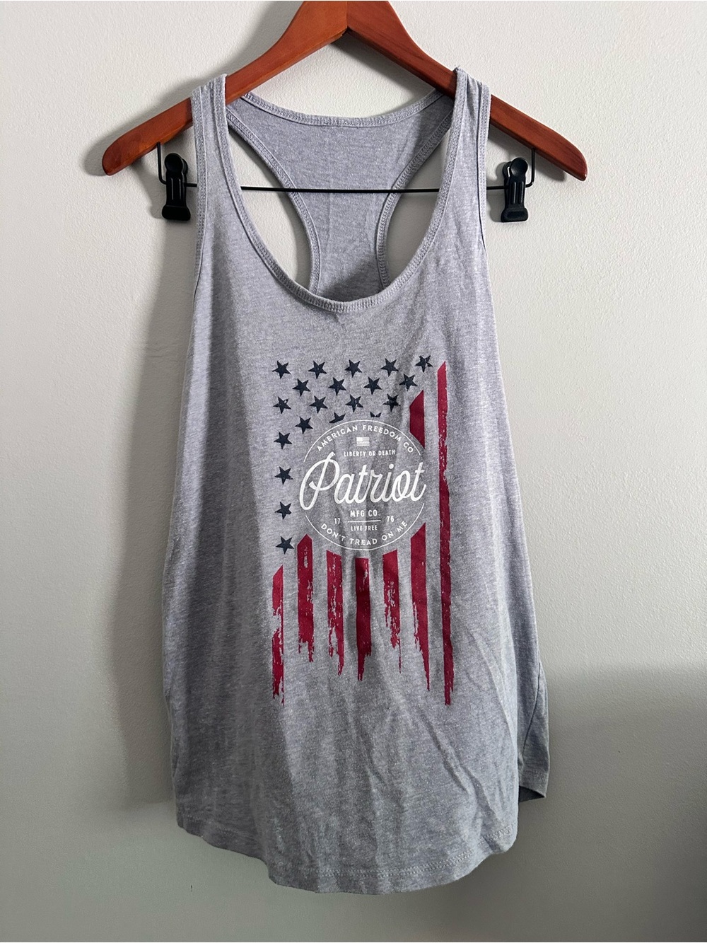 Howitzer Gray Racerback Tank Top with Patriotic Graphic - Gray/Red Size L